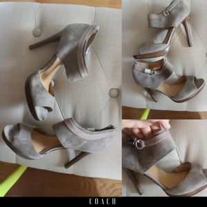 Coach Gray Suede Heels